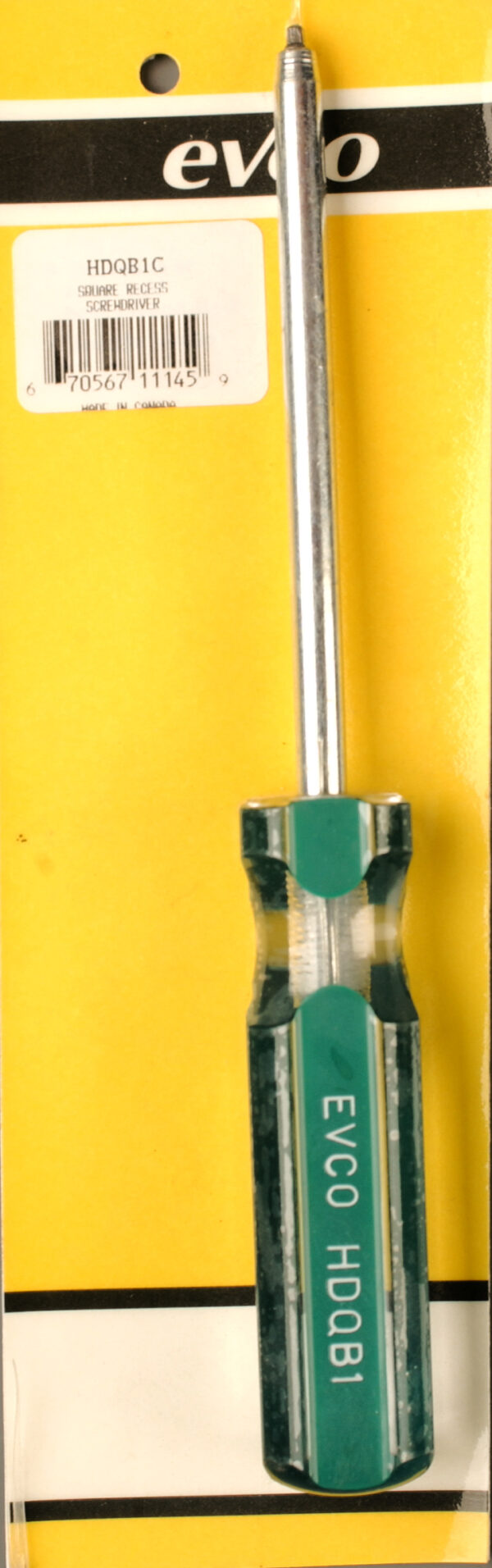 Screwdriver, Evco, Square Recess Drive, No.1 Tip Size, Green, Standard Model. AP 69-8245