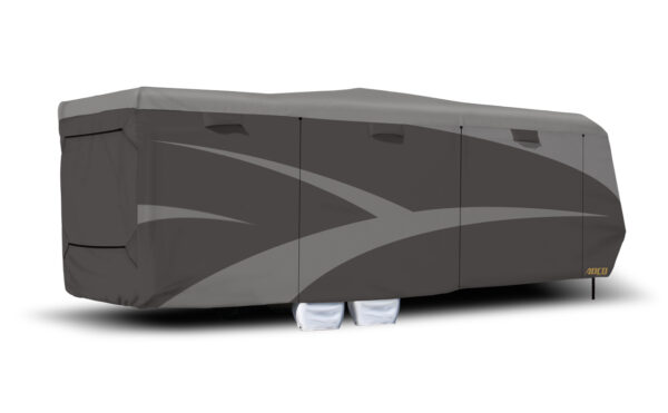 Toy Hauler Trailer Cover, SFS AquaShed   , For Receiver Hitch Trailer, Fits 24.1 Foot To 28 Foot Trailer, 342 Inch Length x 106 Inch Wide x 120 Inch High, Two-Tone Gray, Adco 52273