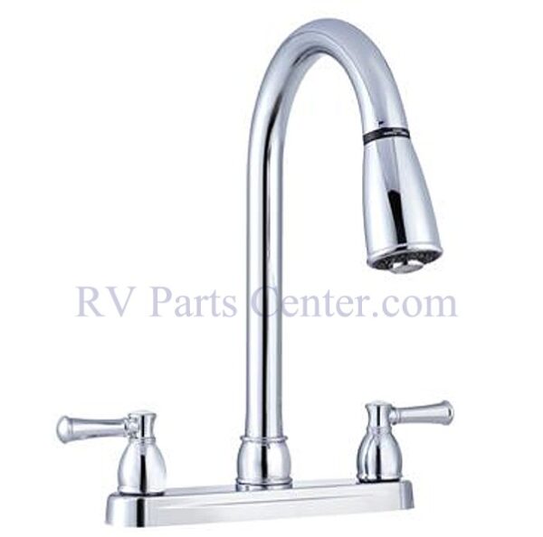 Non-Metallic Dual Lever Pull-Down RV Kitchen Faucet , Dura Faucet DF-PK350L-CP