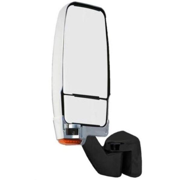 RV Motorhome Mirror, Driver Side, Chrome/Black w/ Turn Signal and Camera, Velvac 716229