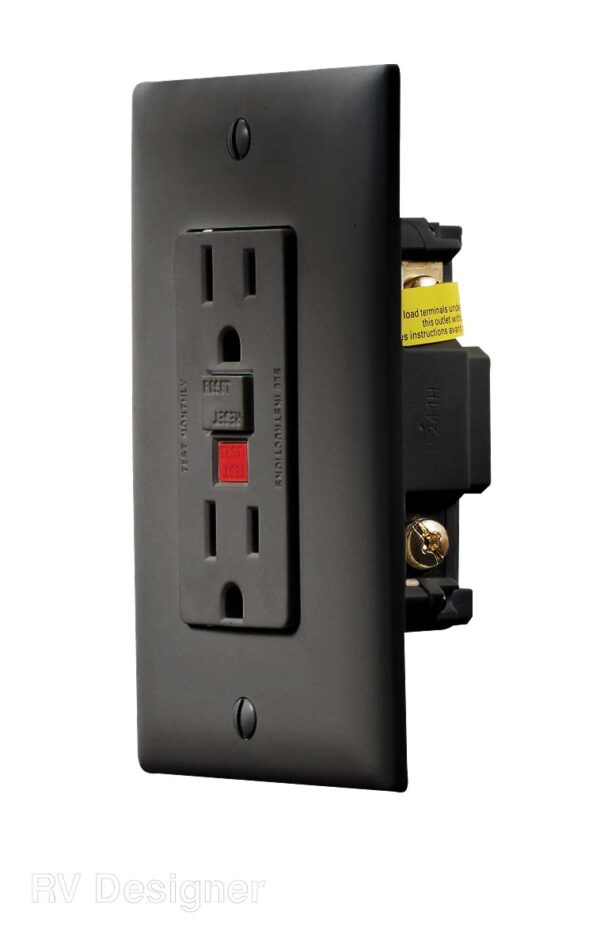 Dual GFCI Receptacle, Black, RV Designer S807