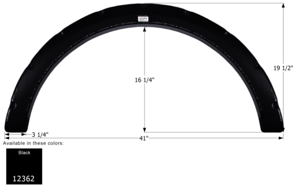 Fleetwood Single Fender Skirt Black, Icon FS2362