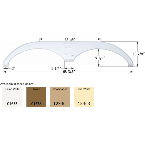 Forest River Cardinal 5th Wheel Travel Trailer Fender Skirt, Polar White, Icon FS785