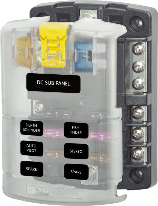 Fuse Block 6 Circuits, Blue Sea 5025-BSS