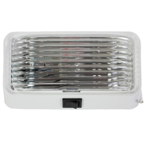 RV Porch Light Clear Lens, White Base, Arcon 18104