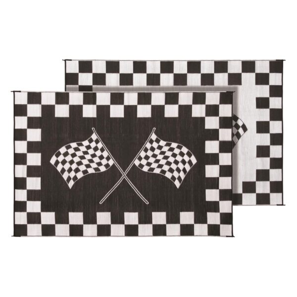 8 ft x 20 ft Reversible Patio Mat, Checkered Flag, Faulkner 48709